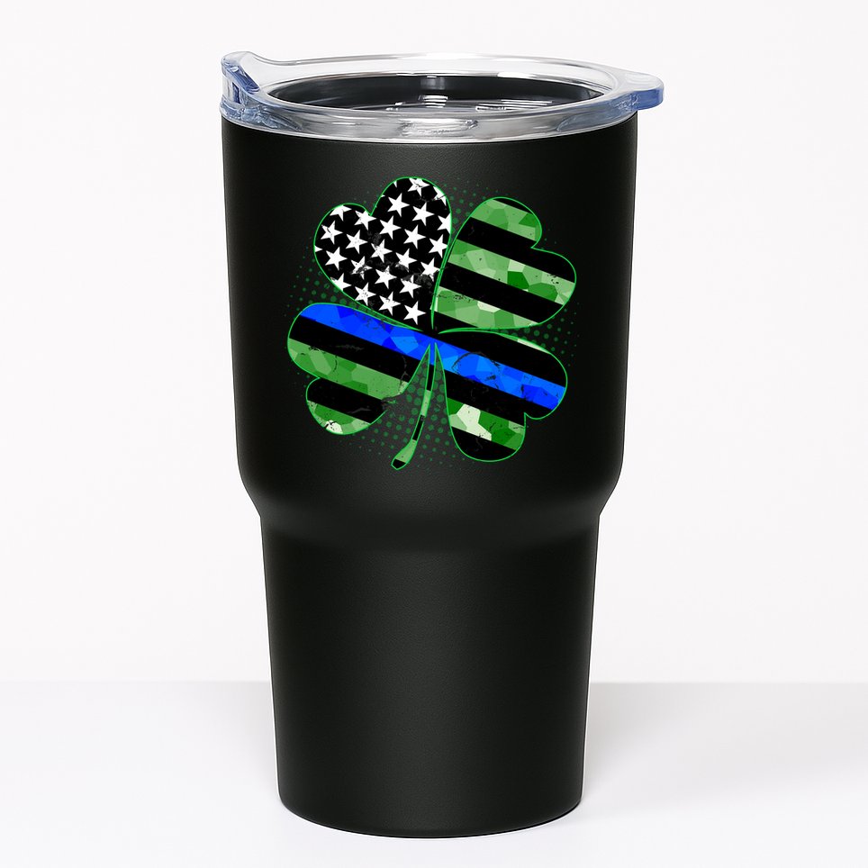 Thin Blue Line St Patrick's Day Irish Clover Tumbler