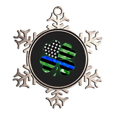 Thin Blue Line St Patrick's Day Irish Clover Metallic Star Ornament