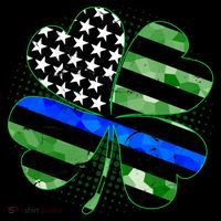 Thin Blue Line St Patrick's Day Irish Clover Metallic Star Ornament