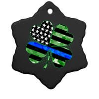 Thin Blue Line St Patrick's Day Irish Clover Ceramic Star Ornament