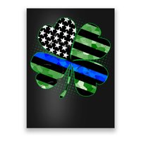 Thin Blue Line St Patrick's Day Irish Clover Poster