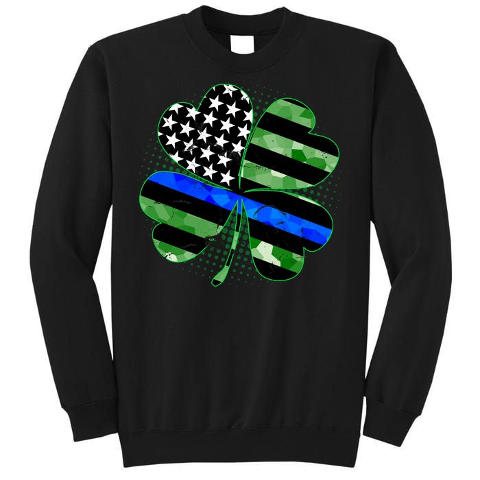 Thin Blue Line St Patrick's Day Irish Clover Tall Sweatshirt