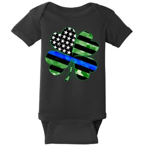 Thin Blue Line St Patrick's Day Irish Clover Baby Bodysuit