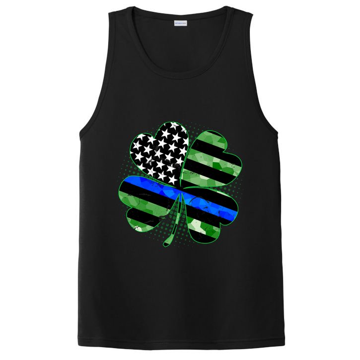Thin Blue Line St Patrick's Day Irish Clover PosiCharge Competitor Tank
