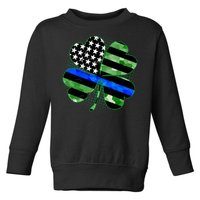 Thin Blue Line St Patrick's Day Irish Clover Toddler Sweatshirt