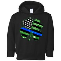 Thin Blue Line St Patrick's Day Irish Clover Toddler Hoodie