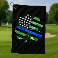 Thin Blue Line St Patrick's Day Irish Clover Golf Towel