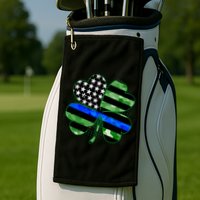 Thin Blue Line St Patrick's Day Irish Clover Golf Towel