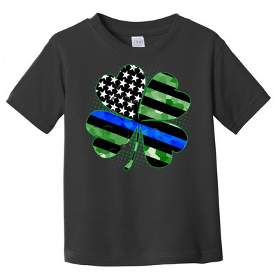 Thin Blue Line St Patrick's Day Irish Clover Toddler T-Shirt