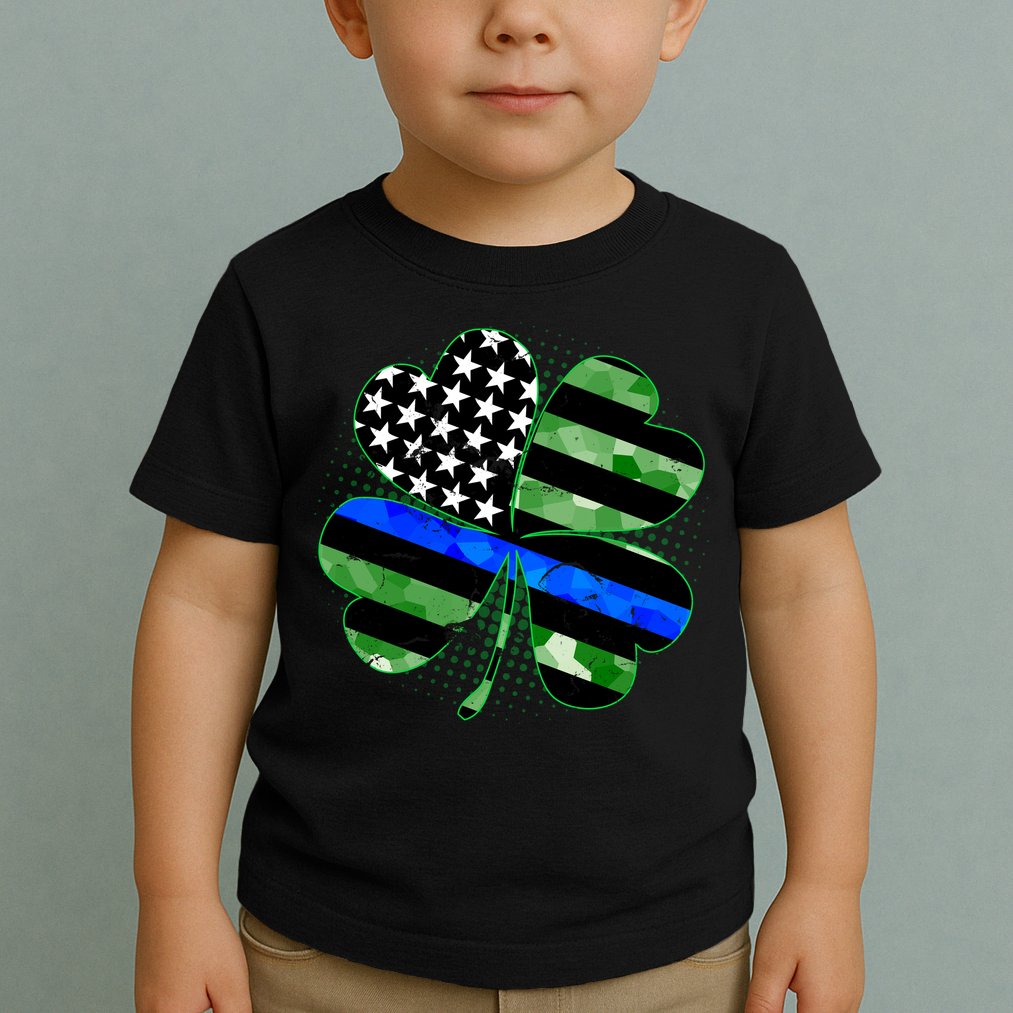 Thin Blue Line St Patrick's Day Irish Clover Toddler T-Shirt