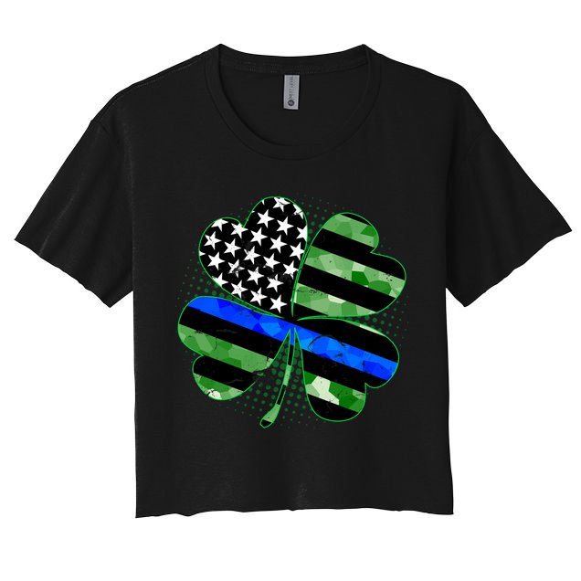 Thin Blue Line St Patrick's Day Irish Clover Crop Top