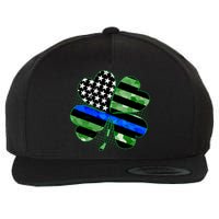 Thin Blue Line St Patrick's Day Irish Clover Wool Snapback Cap