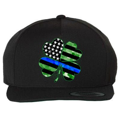 Thin Blue Line St Patrick's Day Irish Clover Wool Snapback Cap