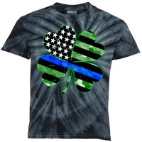 Thin Blue Line St Patrick's Day Irish Clover Kids Tie-Dye T-Shirt