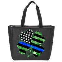 Thin Blue Line St Patrick's Day Irish Clover Zip Tote Bag