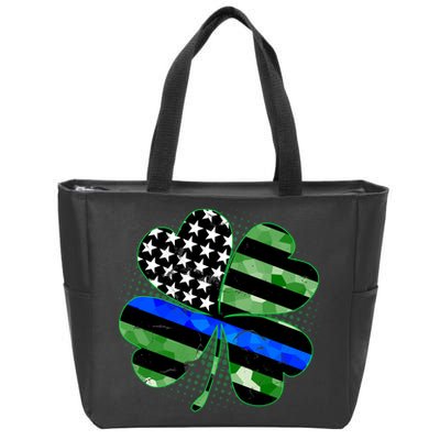 Thin Blue Line St Patrick's Day Irish Clover Zip Tote Bag