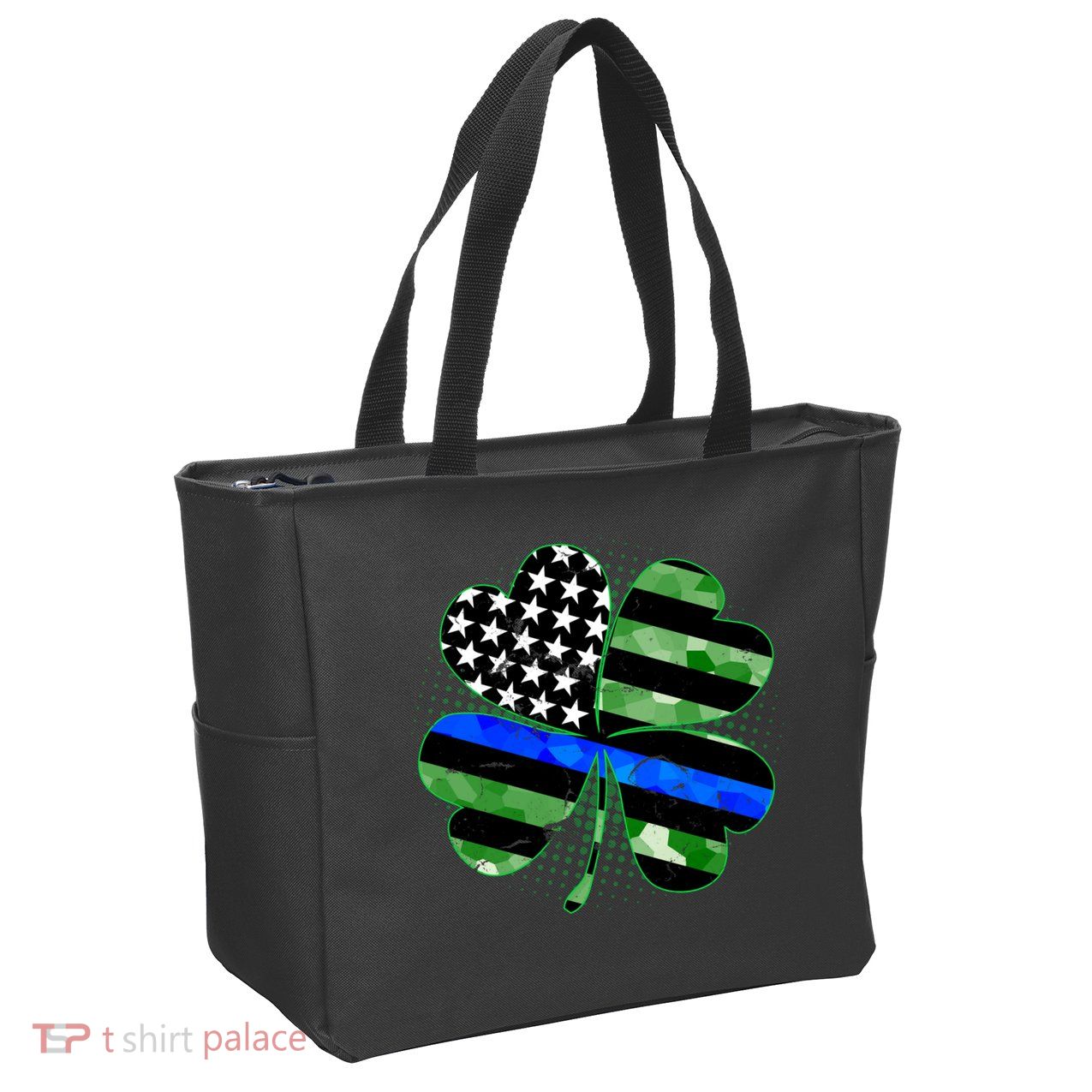 Thin Blue Line St Patrick's Day Irish Clover Zip Tote Bag
