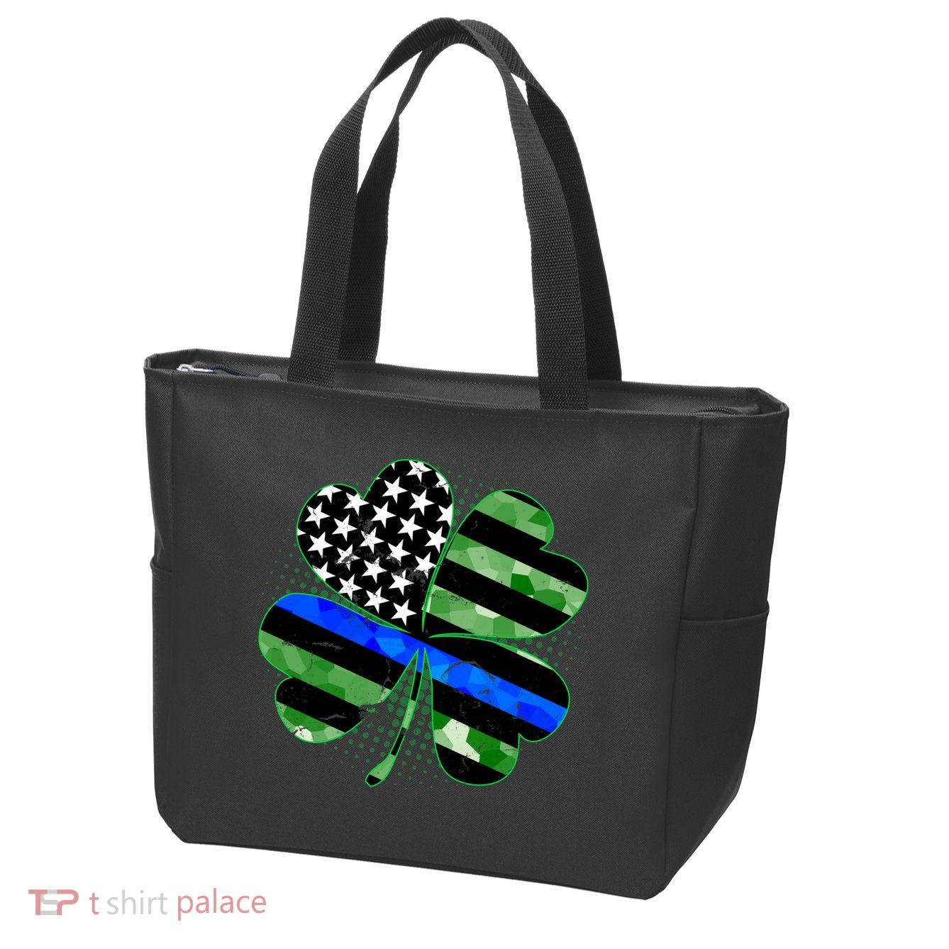 Thin Blue Line St Patrick's Day Irish Clover Zip Tote Bag