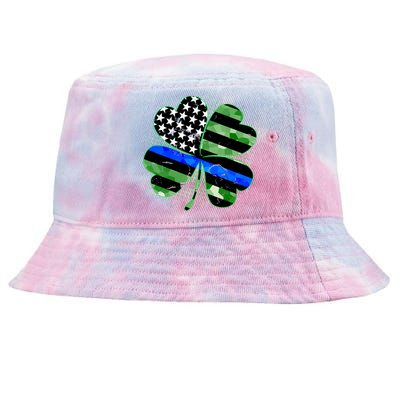 Thin Blue Line St Patrick's Day Irish Clover Tie-Dyed Bucket Hat