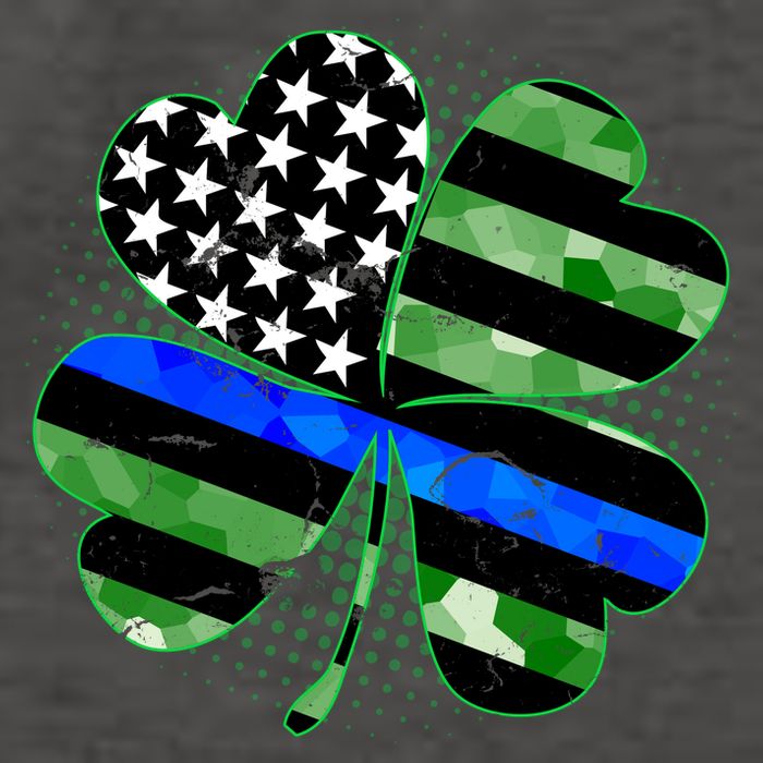 Thin Blue Line St Patrick's Day Irish Clover Vector Backpack