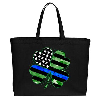 Thin Blue Line St Patrick's Day Irish Clover Cotton Canvas Jumbo Tote