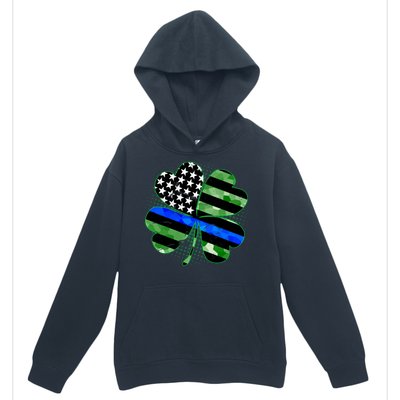 Thin Blue Line St Patrick's Day Irish Clover Urban Pullover Hoodie