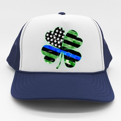 Thin Blue Line St Patrick's Day Irish Clover Trucker Hat