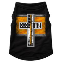 Thin Gold Line Cross Flag Support Front line Workers Doggie Tank