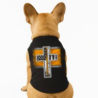 Thin Gold Line Cross Flag Support Front line Workers Doggie Tank