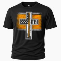 Thin Gold Line Cross Flag Support Front line Workers Performance Shirt