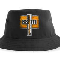 Thin Gold Line Cross Flag Support Front line Workers Sustainable Bucket Hat