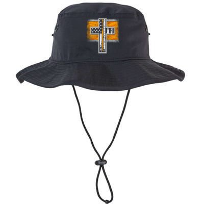 Thin Gold Line Cross Flag Support Front line Workers Bucket Hat