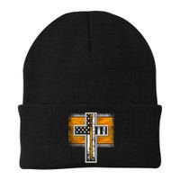 Thin Gold Line Cross Flag Support Front line Workers Knit Cap Winter Beanie