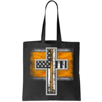 Thin Gold Line Cross Flag Support Front line Workers Bag
