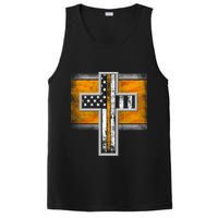 Thin Gold Line Cross Flag Support Front line Workers PosiCharge Competitor Tank