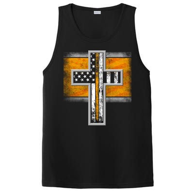 Thin Gold Line Cross Flag Support Front line Workers PosiCharge Competitor Tank