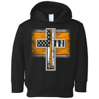 Thin Gold Line Cross Flag Support Front line Workers Toddler Hoodie