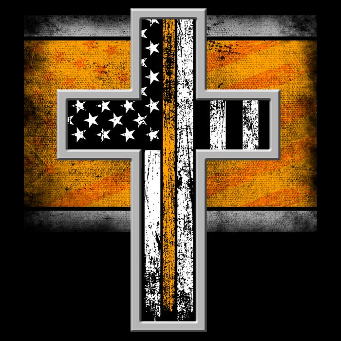 Thin Gold Line Cross Flag Support Front line Workers Visor
