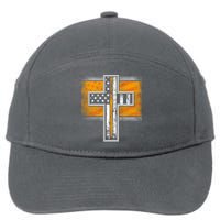 Thin Gold Line Cross Flag Support Front line Workers 7-Panel Snapback Hat
