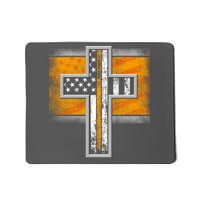 Thin Gold Line Cross Flag Support Front line Workers Mousepad