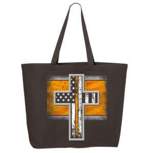 Thin Gold Line Cross Flag Support Front line Workers 25L Jumbo Tote