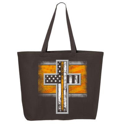 Thin Gold Line Cross Flag Support Front line Workers 25L Jumbo Tote