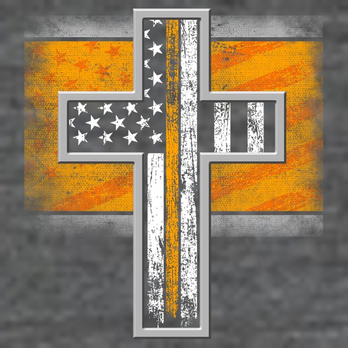 Thin Gold Line Cross Flag Support Front line Workers Baby Bodysuit