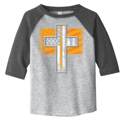 Thin Gold Line Cross Flag Support Front line Workers Toddler Fine Jersey T-Shirt