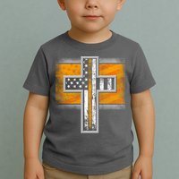 Thin Gold Line Cross Flag Support Front line Workers Toddler T-Shirt