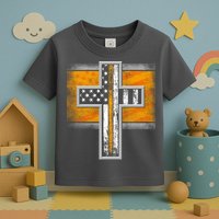 Thin Gold Line Cross Flag Support Front line Workers Toddler T-Shirt