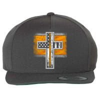 Thin Gold Line Cross Flag Support Front line Workers Wool Snapback Cap
