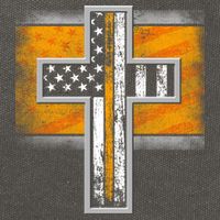 Thin Gold Line Cross Flag Support Front line Workers Cotton Canvas Backpack
