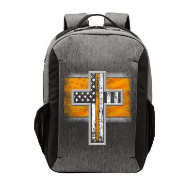 Thin Gold Line Cross Flag Support Front line Workers Vector Backpack
