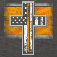Thin Gold Line Cross Flag Support Front line Workers Vector Backpack